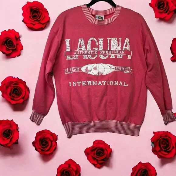 90s Spell out vintage sweater size M bubblegum pink - Picture 1 of 16